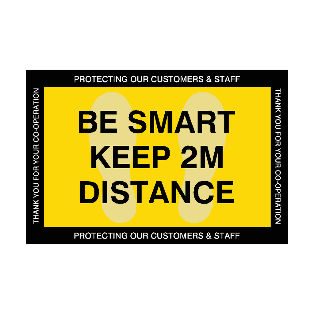 Be Smart Keep 2M Distance Floor Vinyl Sticker | Safety-Label.co.uk