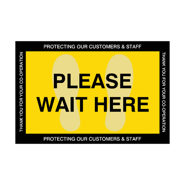 Please Wait Here Floor Vinyl Sticker | Safety-Label.co.uk