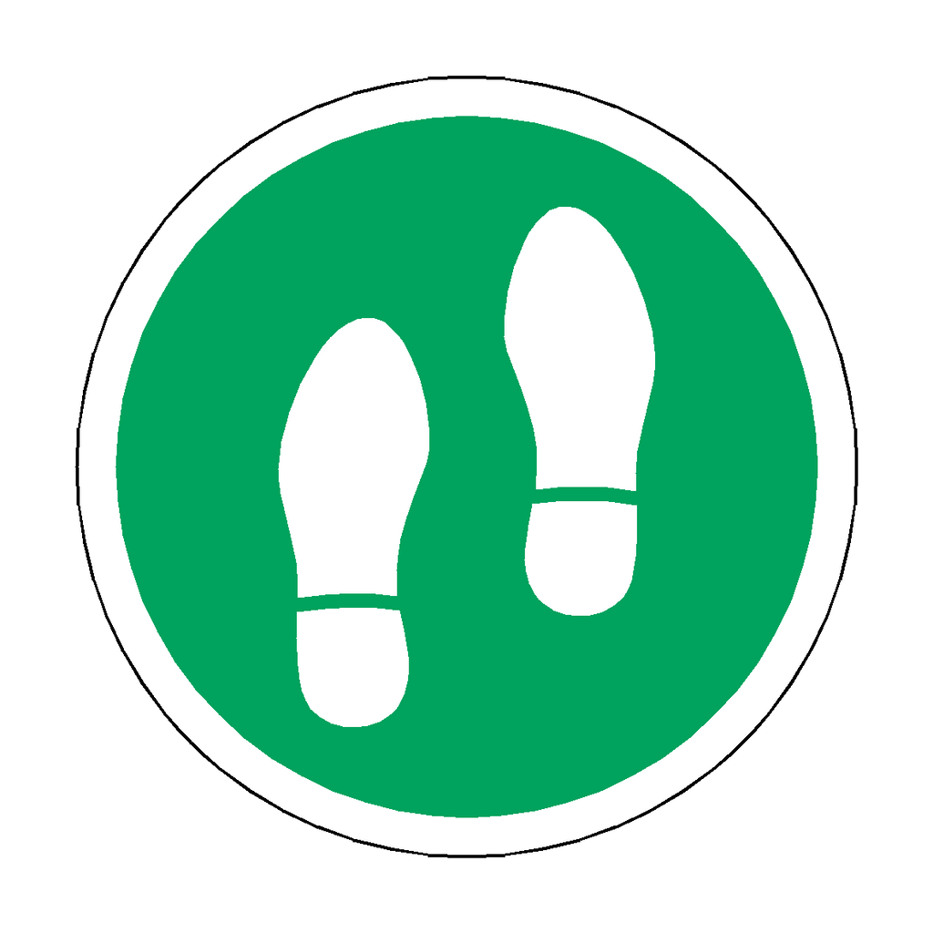 Social Distancing Footprint Floor Sticker - Green | Safety-Label.co.uk