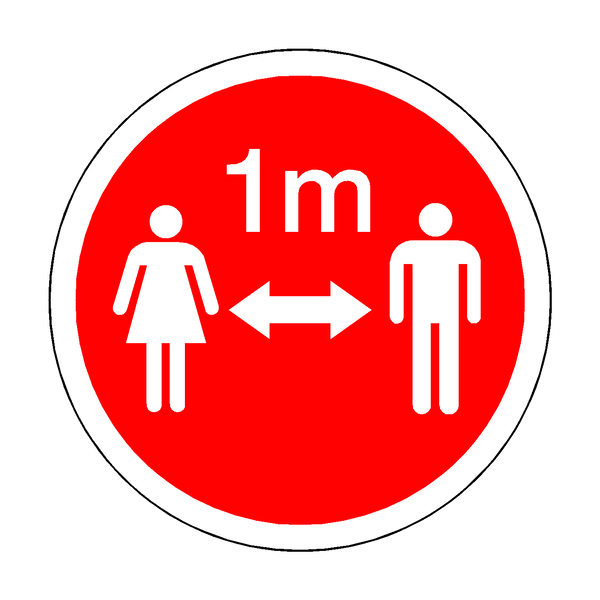 1 Metre Gap Floor Sticker - Red | Safety-Label.co.uk