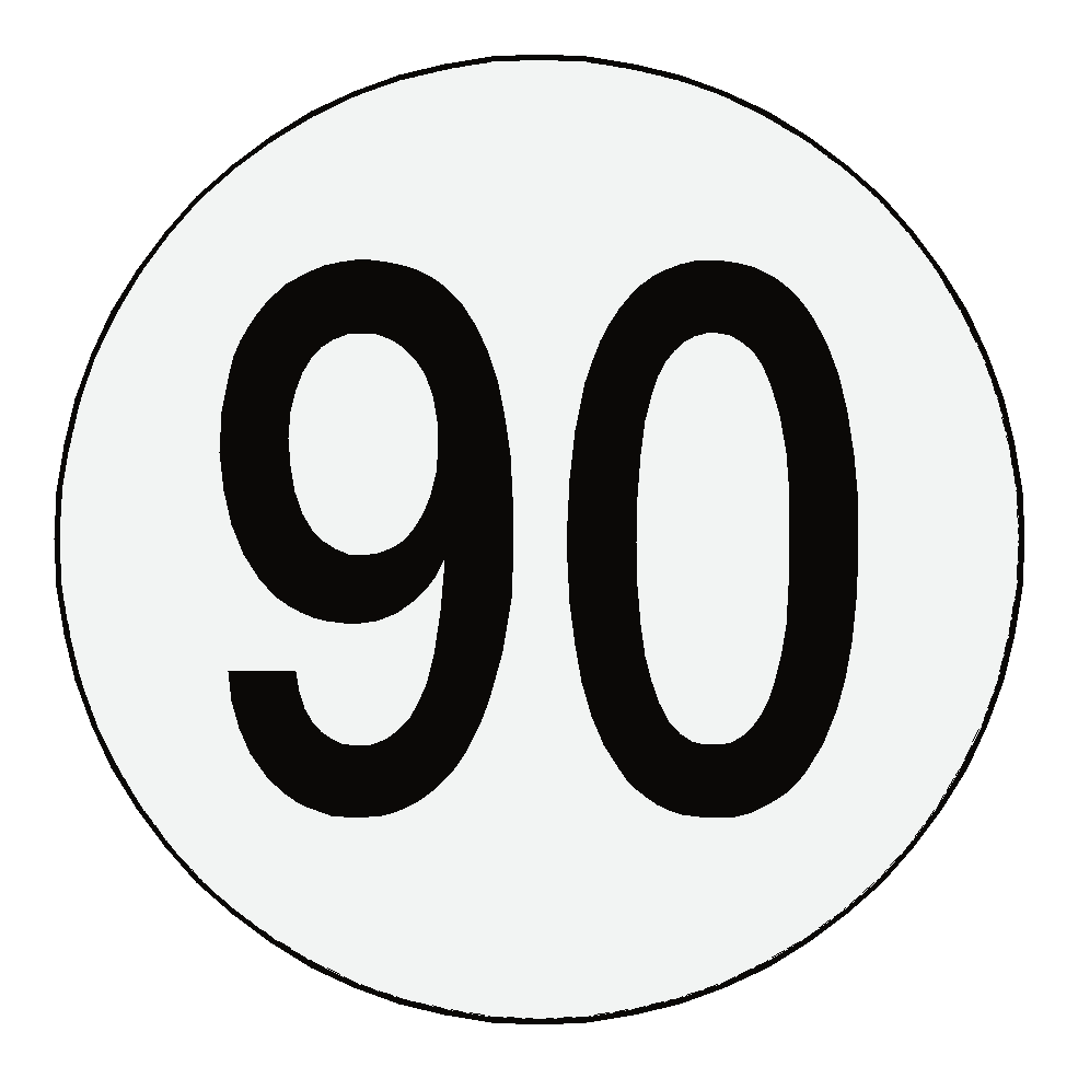 Reflective 90 Kph Speed Limit Sticker International | Safety-Label.co.uk