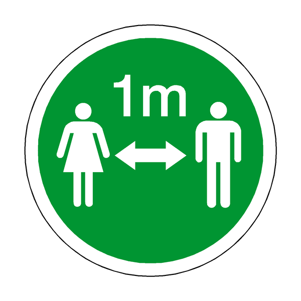1 Metre Gap Floor Sticker - Green | Safety-Label.co.uk