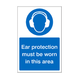 Ear Protection Must Be Worn In This Area Sticker | Safety-Label.co.uk