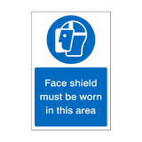 Face Shield Must Be Worn In This Area Sticker | Safety-Label.co.uk
