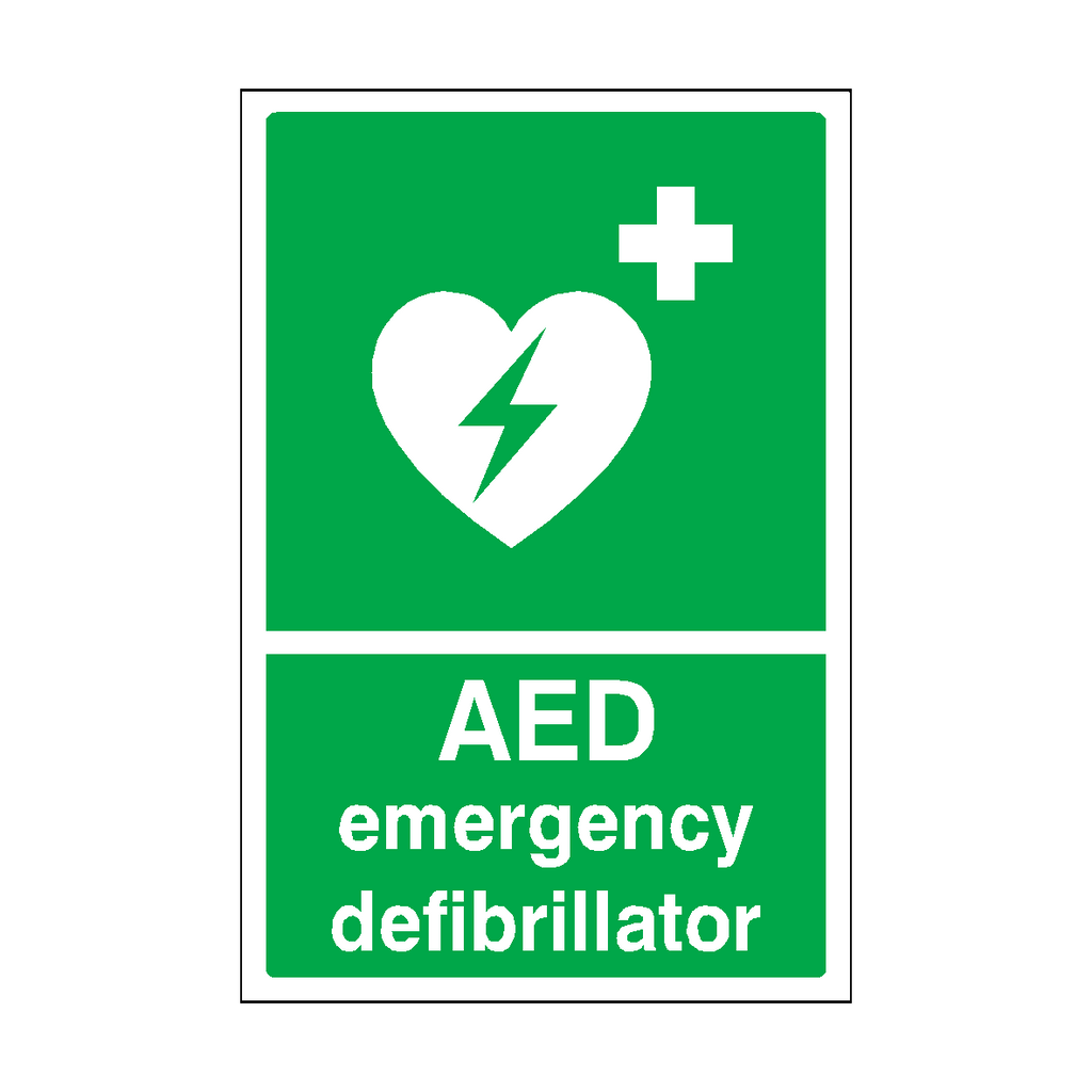 AED Emergency Defibrillator Sticker | Safety-Label.co.uk