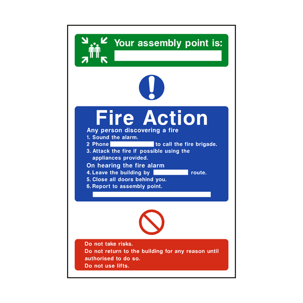 Assembly Point Fire Action Sticker | Safety-Label.co.uk