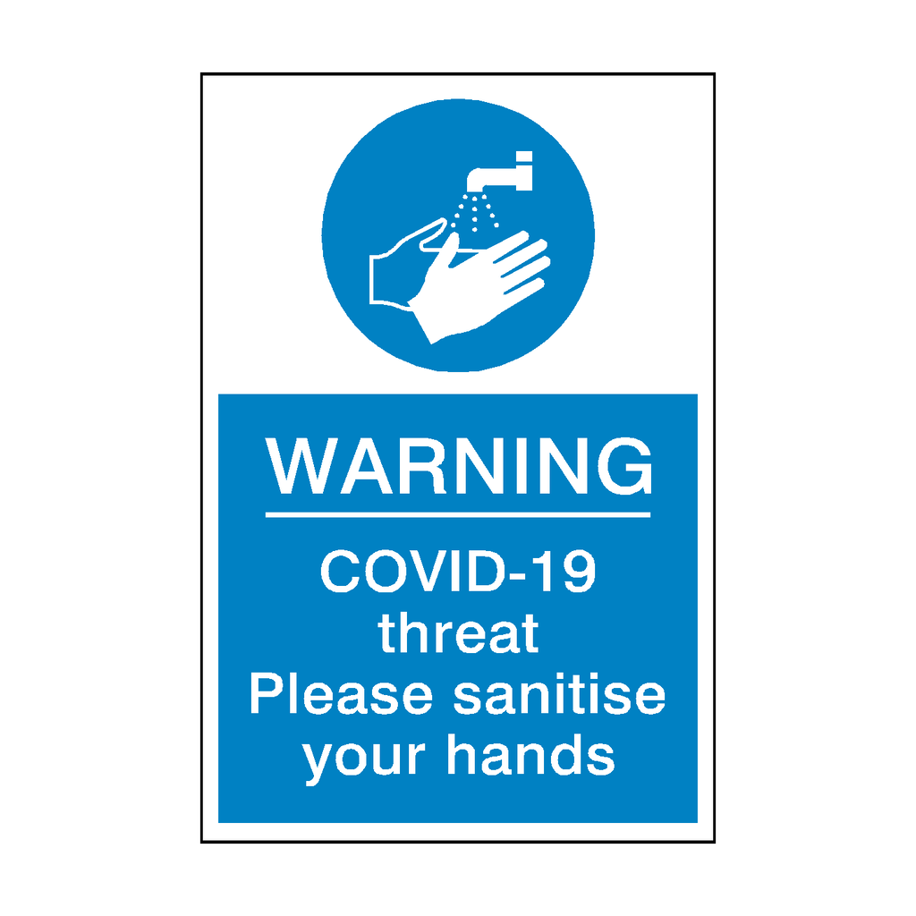 COVID-19 Threat - Please Sanitise Your Hands Sticker | Safety-Label.co.uk