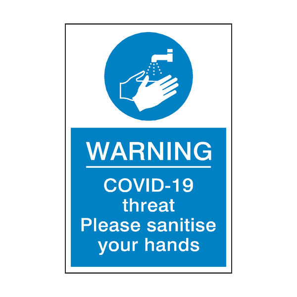 COVID-19 Threat - Please Sanitise Your Hands Sticker | Safety-Label.co.uk