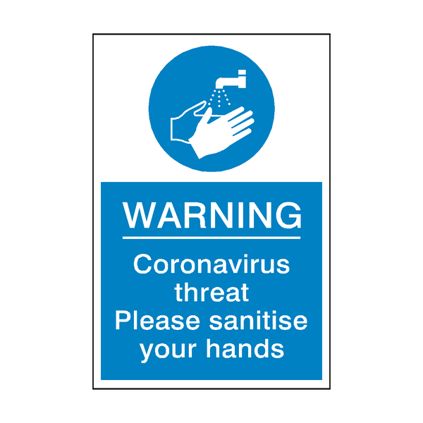 Coronavirus Threat - Please Sanitise Your Hands Sticker | Safety-Label.co.uk
