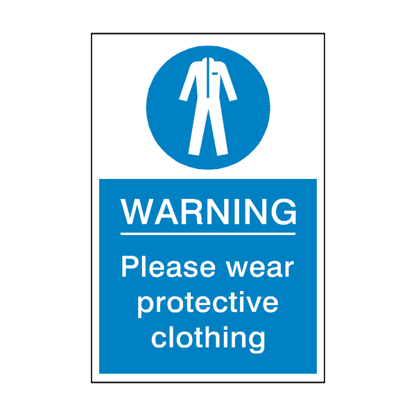 Protective Clothing Must Be Worn Sticker | Safety-Label.co.uk