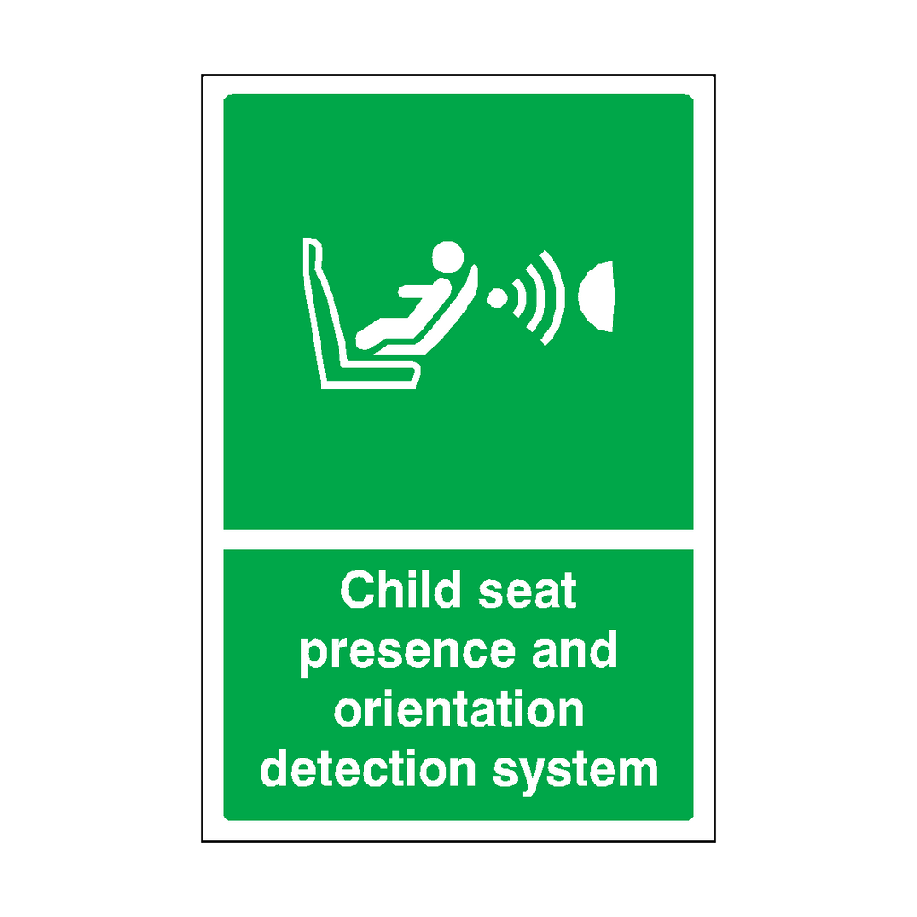 Child Seat Presence & Orientation Detection System Sticker | Safety-Label.co.uk
