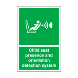 Child Seat Presence & Orientation Detection System Sign | Safety-Label.co.uk