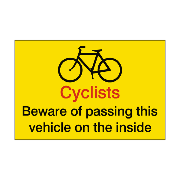 Cyclists Beware Vehicle Sticker | Safety-Label.co.uk