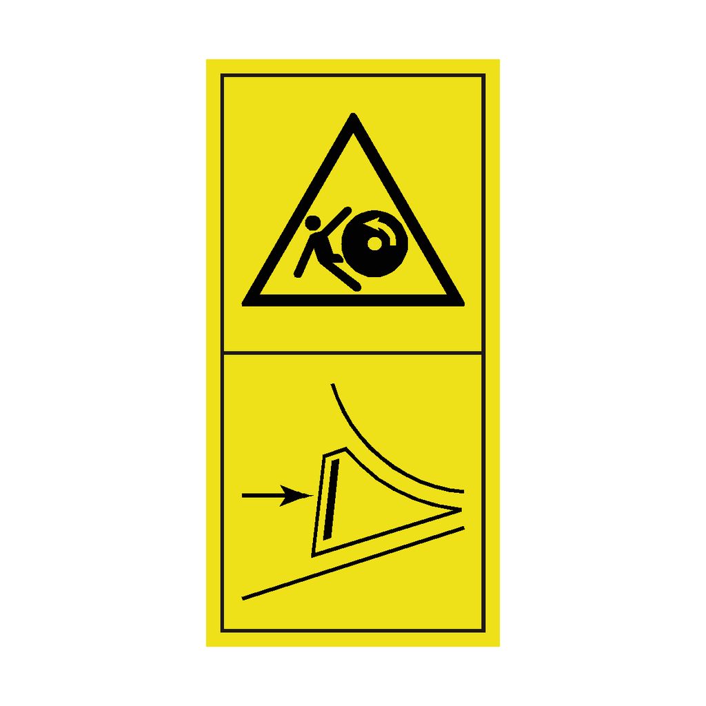 Danger Of Running Backwards On A Slope, Secure The Machine With Wedges Sticker | Safety-Label.co.uk