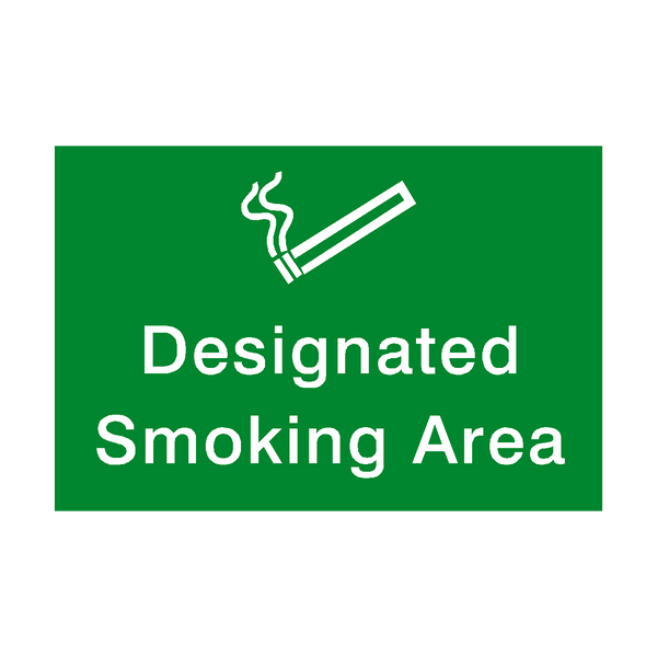 Designated Smoking Area Landscape Sticker | Safety-Label.co.uk