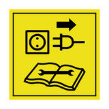 Disconnect The Power Outlet ISO Label | Safety-Label.co.uk