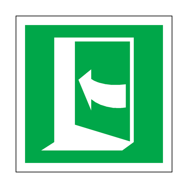 Door Opens By Pushing Left Hand Side Symbol Sign | Safety-Label.co.uk