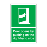 Door Opens By Pushing On The Right-hand Side Sticker | Safety-Label.co.uk