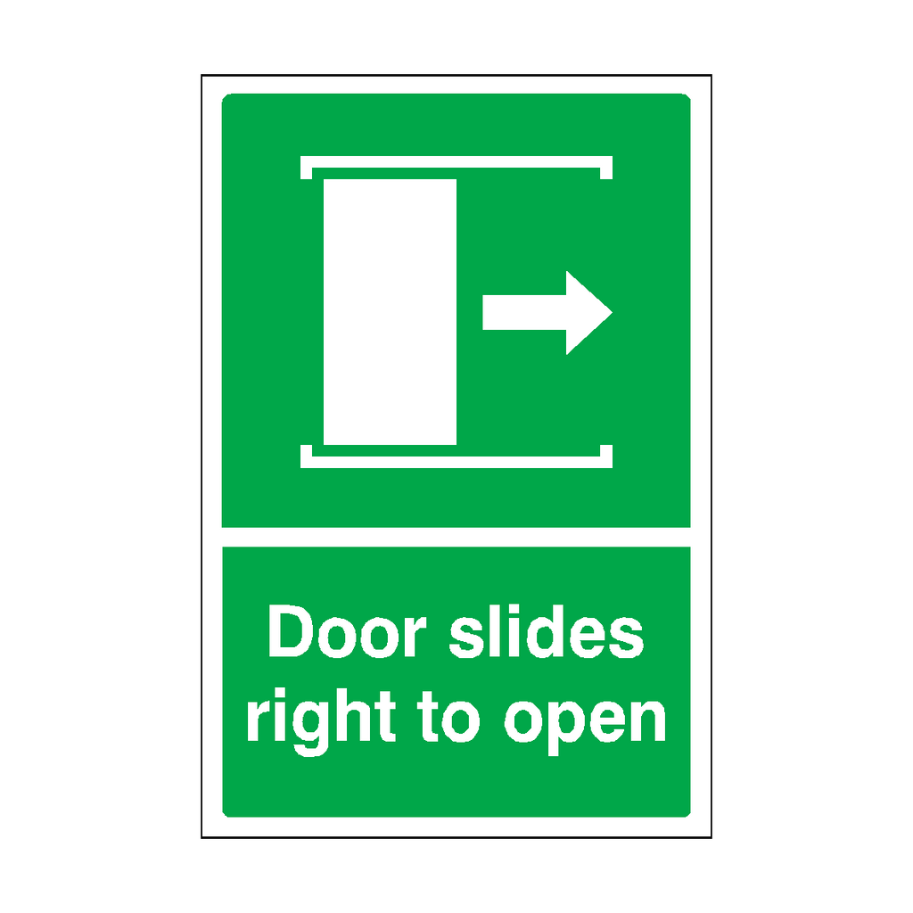 Door Slides Right To Open Sign | Safety-Label.co.uk
