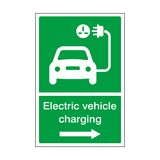 Electric Vehicle Charging Right Arrow Sign | Safety-Label.co.uk