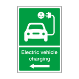 Electric Vehicle Charging Left Arrow Sign | Safety-Label.co.uk