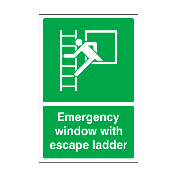 Emergency Window With Escape Ladder Sticker | Safety-Label.co.uk