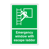 Emergency Window With Escape Ladder Sign | Safety-Label.co.uk
