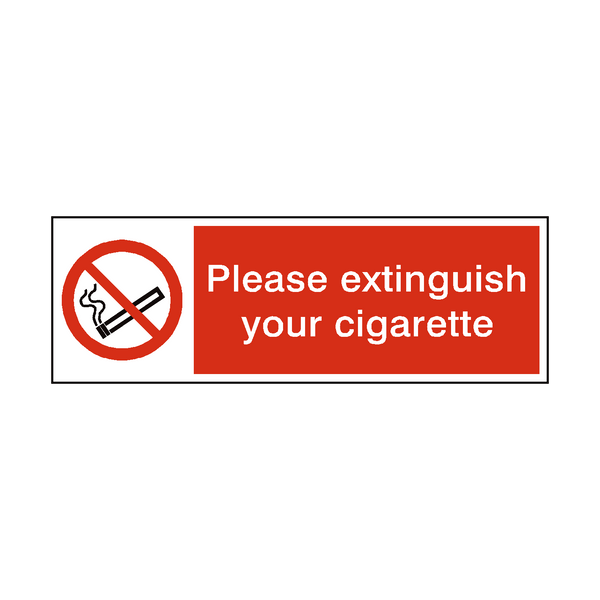 Please Extinguish Your Cigarette Sign | Safety-Label.co.uk