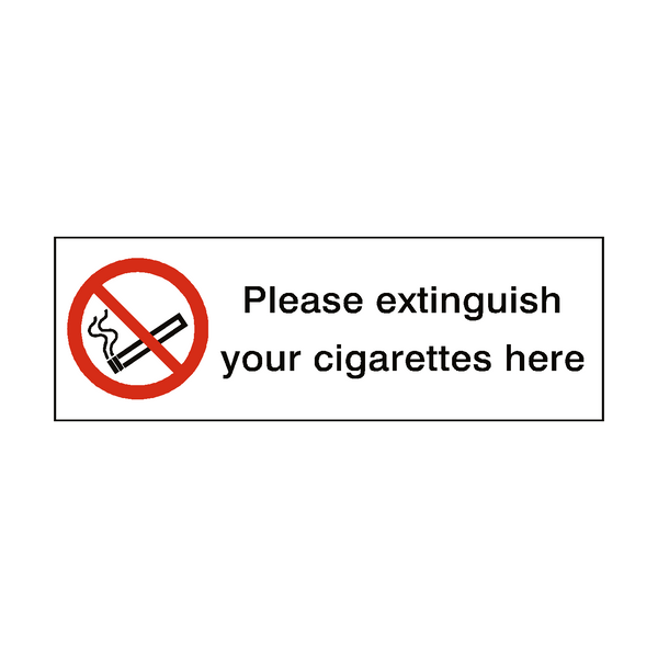 Extinguish Cigarettes Here Sign | Safety-Label.co.uk