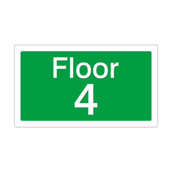 Floor 4 Sign Green | Safety-Label.co.uk