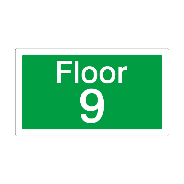 Floor 9 Sign Green | Safety-Label.co.uk