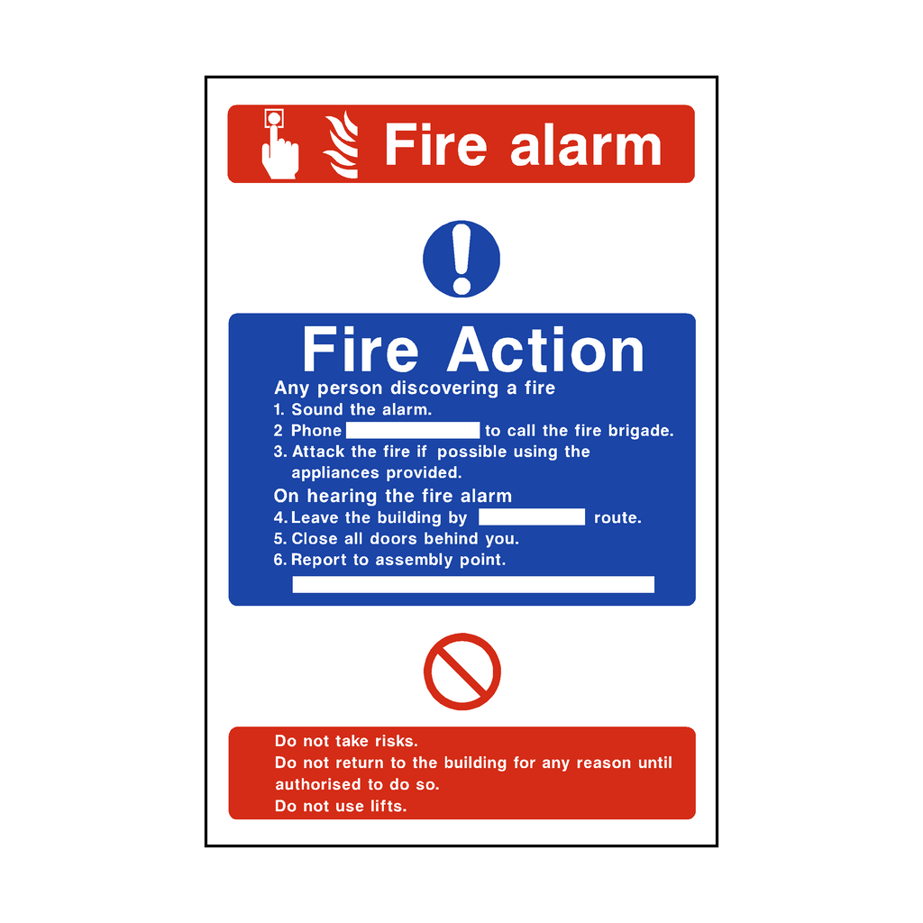 Box Alarm Fire Sticker Fire Action Fire Alarm Sticker | Safety-Label.co.uk