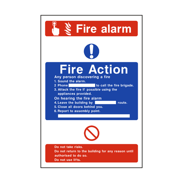 Fire Action Fire Alarm Sticker | Safety-Label.co.uk