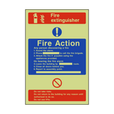 Fire Action Fire Extinguisher Photoluminescent Sticker | Safety-Label.co.uk