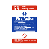 Fire Action Fire Extinguisher Sticker | Safety-Label.co.uk