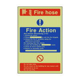 Fire Action Fire Hose Photoluminescent Sticker | Safety-Label.co.uk