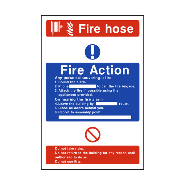 Fire Action Fire Hose Sticker | Safety-Label.co.uk