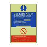 Fire Action Gas Leak Photoluminescent Sticker | Safety-Label.co.uk