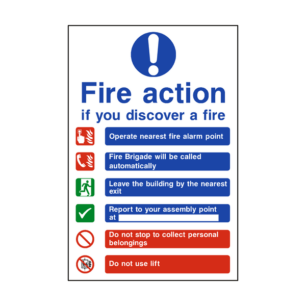 Fire Action Lift & Automatic Alarm Sticker | Safety-Label.co.uk