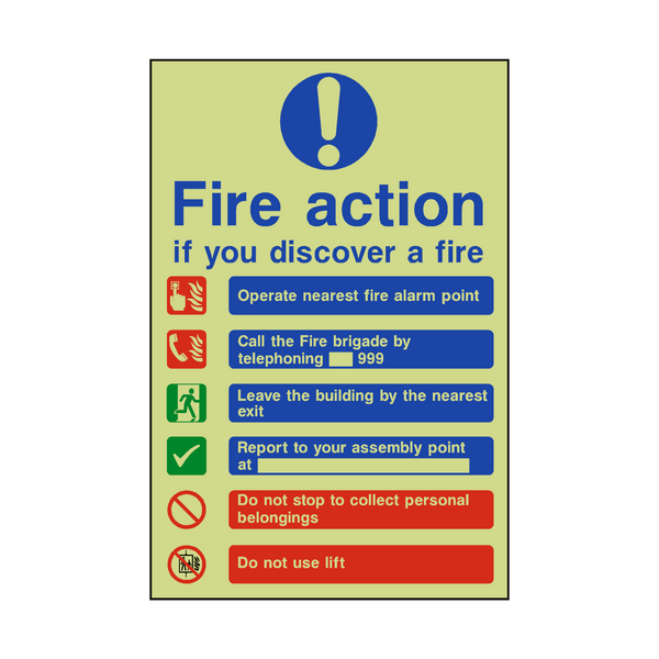 Fire Action Lift & Telephone Photoluminescent Sticker | Safety-Label.co.uk