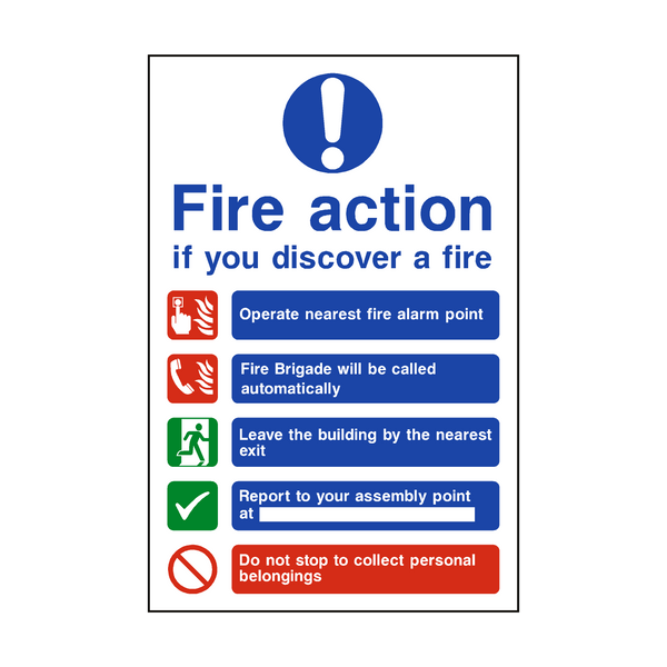 Fire Action Non-Lift Automatic Alarm Sticker | Safety-Label.co.uk
