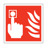 Fire Button Square Safety Sticker | Safety-Label.co.uk