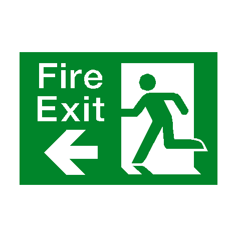 Fire Exit Left Arrow Sticker | Safety-Label.co.uk