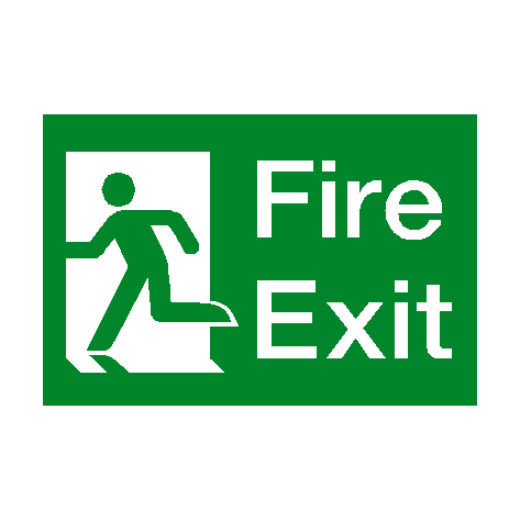 Fire Exit Running Man Left Sticker | Safety-Label.co.uk