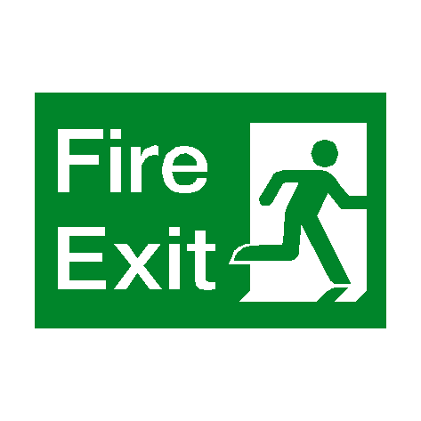 Fire Exit Running Man Right Sticker | Safety-Label.co.uk