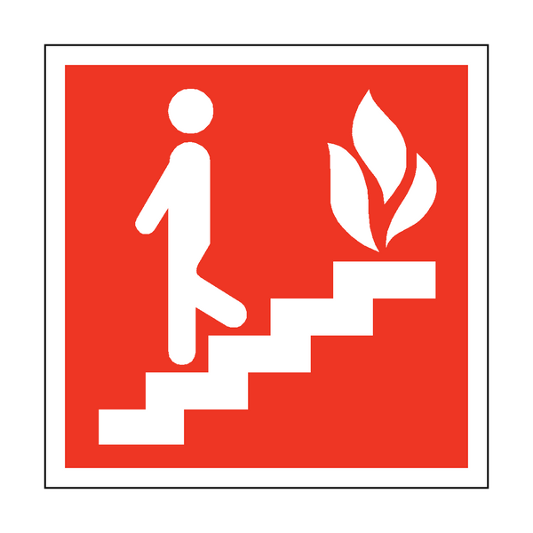 Fire Exit Steps Safety Sticker | Safety-Label.co.uk