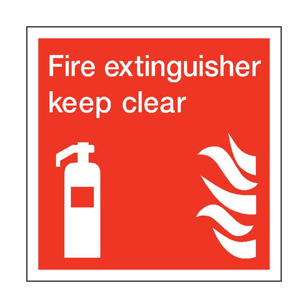 Fire Extinguisher Keep Clear Square Sticker | Safety-Label.co.uk