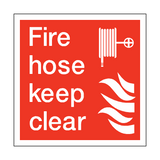 Fire Hose Keep Clear Square Sticker | Safety-Label.co.uk
