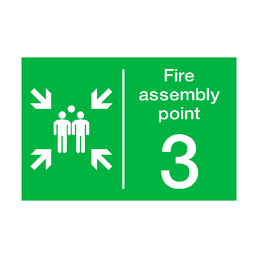 Fire Assembly Point Three Sticker | Safety-Label.co.uk
