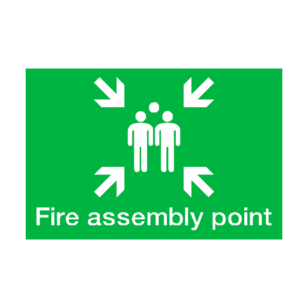 Cartello Sicurezza Vsafety – "Your Fire Assembly Point Is" – Orizzontale, 400x300 Mm, Adesivo, Norme ISO 7010 - 2